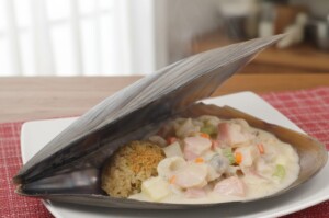 ZIPのレシピ・丸ごと平貝のクラムチャウダープレート