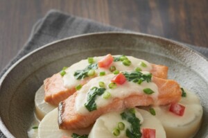 あさイチのレシピ・大根のブイヨン煮 サーモンソテー