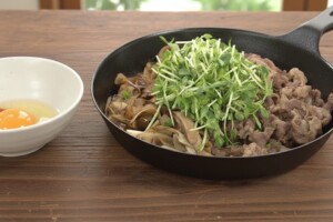 きょうの料理のレシピ・牛ごぼうと豆苗のすき焼き風