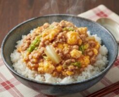 ノンストップのレシピ・白菜とひき肉のとろたまあんかけ丼