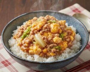 ノンストップのレシピ・白菜とひき肉のとろたまあんかけ丼
