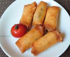 なないろ日和のレシピ・小松菜と黒豆のミニ春巻き