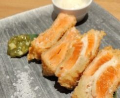 青空レストランのレシピ・メイプルサーモンのレアカツ