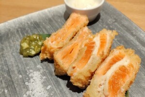 青空レストランのレシピ・メイプルサーモンのレアカツ