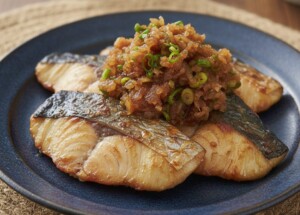 キューピー3分クッキングのレシピ・ぶりのカリッと焼き 黒酢おろし添え