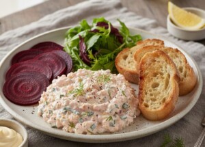 きょうの料理のレシピ・スモークサーモンのリエット ビーツ添え