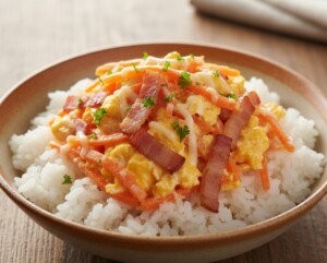 どさんこワイド179のレシピ・ニンジンのカルボ丼