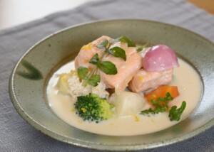 青空レストランのレシピ・メイプルサーモンのクリームシチュー