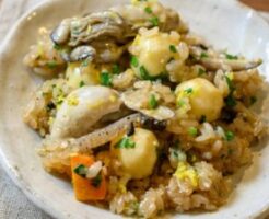 青空レストランのレシピ・広島県産牡蠣とくわいのおこわ