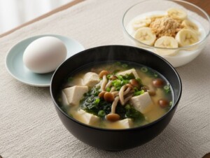 ザ共通テンのレシピ・腸活朝食～バナナきな粉ヨーグルト