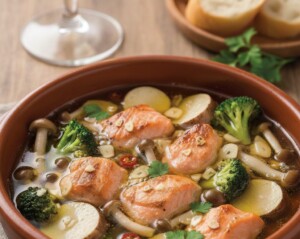 どさんこワイド179のレシピ・鮭と長イモのアヒージョ