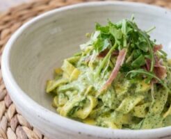 ZIPのレシピ・せりのジェノバ風パスタ