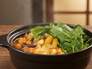 青空レストランのレシピ・ほうれん草のピリ辛味噌鍋