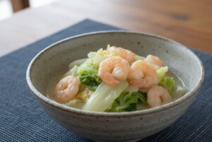 キューピー3分クッキングのレシピ・白菜とえびのとろみ煮