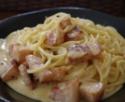 DAIGOも台所のレシピ・レンジでカルボナーラ