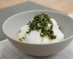 ノンストップのレシピ・たたき長イモのニラダレがけ