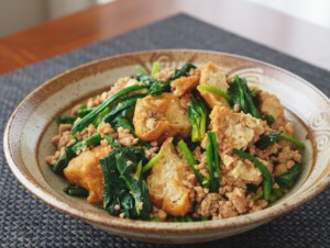 ノンストップのレシピ・ほうれん草と厚揚げの中華炒め