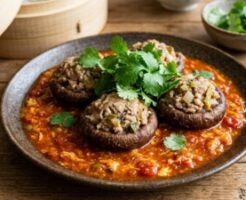 ミキティダイニングのレシピ・エビチリ風椎茸の肉詰め