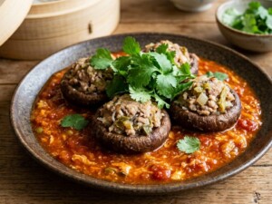 ミキティダイニングのレシピ・エビチリ風椎茸の肉詰め