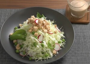 きょうの料理のレシピ・キャベツとスナップえんどうのマスタードドレッシング