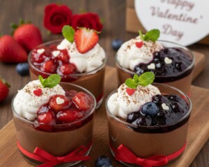 ミキティダイニングのレシピ・濃厚チョコレートプリンとベリーソース