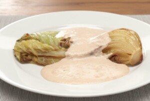 キューピー3分クッキングのレシピ・白菜ステーキの明太子クリームソース