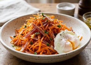 ミキティダイニングのレシピ・にんじんマリネ～ポーチドエッグ添え