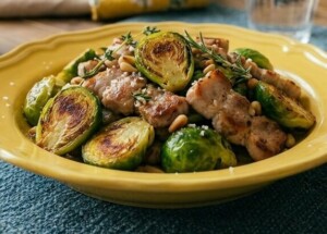 DayDay(デイデイ)のレシピ・ゆで豚と芽キャベツのバター炒め