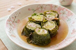 有働由美子の健康案内人のレシピ・キャベツと豚肉重ねロール