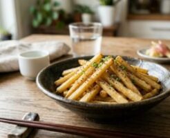 ノンストップのレシピ・タケノコの黒コショウ塩きんぴら