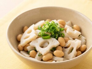 あさイチのレシピ・大豆とれんこんのわさび酢あえ