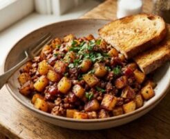 キューピー3分クッキングのレシピ・新じゃがとひき肉のケチャップ炒め