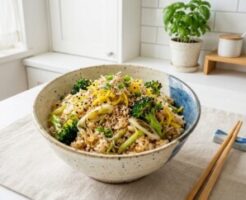 ノンストップのレシピ・新タマネギとブロッコリーの混ぜご飯