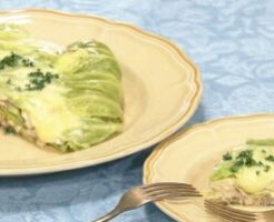 きょうの料理のレシピ・春キャベツとサーモンのミルフィーユ蒸し