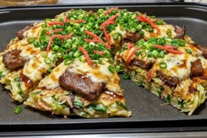ウワサのお客さまのレシピ・牛肉チーズお好み焼き