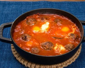 きょうの料理のレシピ・肉だんご煮込み半熟卵トマトソース