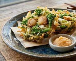 ノンストップのレシピ・菜の花とホタテのかき揚げ