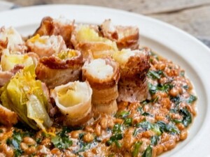 沸騰ワード10のレシピ・長ネギの豚肉巻き 納豆オレンジソース