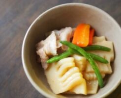 きょうの料理のレシピ・春野菜と豚バラ肉のしょうゆと砂糖と酒の炒りあげ