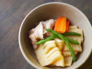 きょうの料理のレシピ・春野菜と豚バラ肉のしょうゆと砂糖と酒の炒りあげ