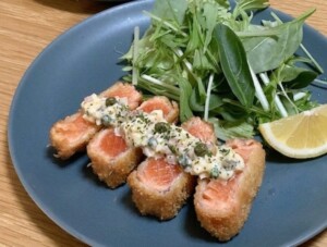 ノンストップのレシピ・サーモンレアカツ