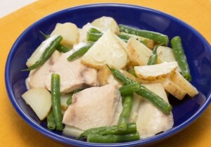 キューピー3分クッキングのレシピ・新じゃがとかじきの塩バター蒸し