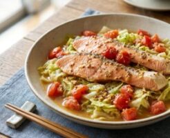 キューピー3分クッキングのレシピ・鮭のマスタード塩麹蒸し