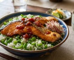 あさイチのレシピ・鮭の梅バター照り焼き丼