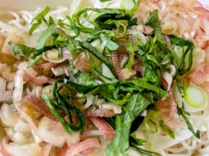 キューピー3分クッキングのレシピ・たっぷり薬味のあえそうめん おろしきゅうりだれ
