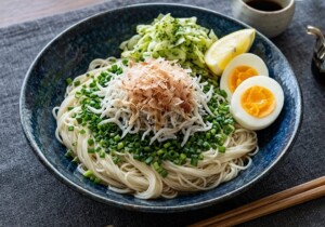 キューピー3分クッキングのレシピ・にら＆青のりキャベツのあえそうめん