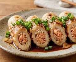 どさんこワイド179のレシピ・ちくわの胡麻ご飯詰め