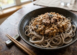 有働由美子の健康案内人のレシピ・サバ缶とお蕎麦と納豆