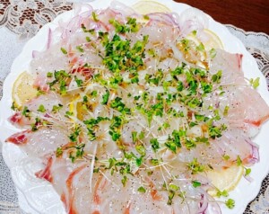 滝沢カレン&和田明日香のフィーリンきっちんのレシピ・スズキのカルパッチョ