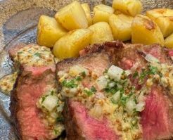 きょうの料理のレシピ・ステーキ たまねぎと粒マスタードのビネガーソース